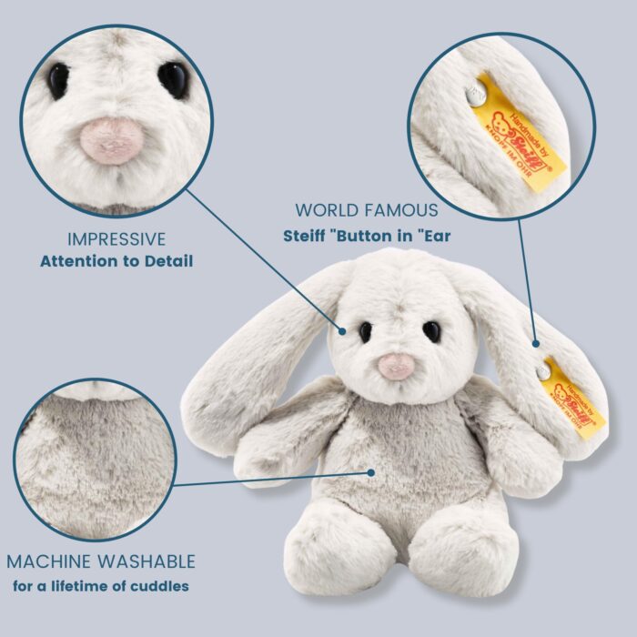 Steiff Hoppie Hase 18 cm hellgrau, Plüschtier Hase mit Schlappohren, Soft Cuddly Friends, flauschiges Stofftier zn – Bild 4