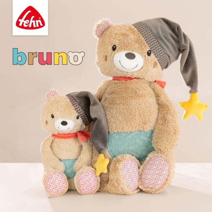 Fehn Kuscheltier Bär Bruno – Weicher Teddybär für Neugeborene als Einschlafhilfe - Stofftier zum Greifenn – Bild 2