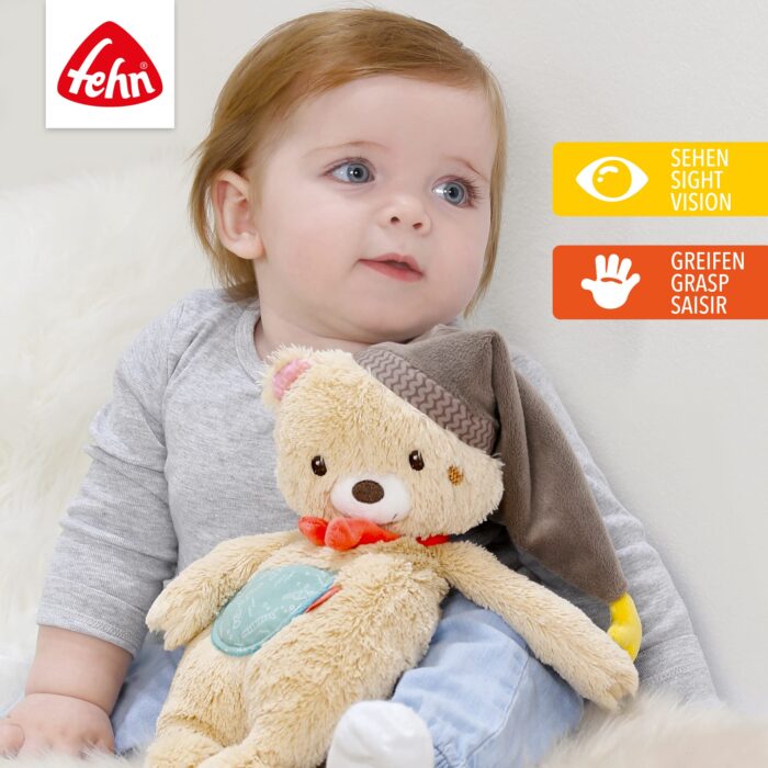 Fehn Kuscheltier Bär Bruno – Weicher Teddybär für Neugeborene als Einschlafhilfe - Stofftier zum Greifenn – Bild 6